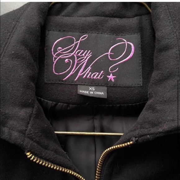 Black Wool Blend Pea Coat - Picture 9 of 13